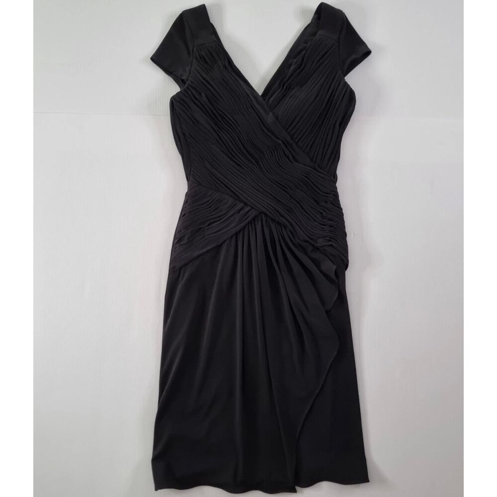 Alex Perry Black Pleated Ruched Cocktail Dress size US 2